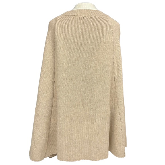 Modena Chic One Size Crew Neck Knit Pullover Cape in Light Caramel Tan - Picture 3 of 8